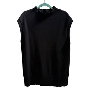 Talbots Plus Women Mock Neck Sweater Vest 2X Black Knit Classic Cozy Minimalist